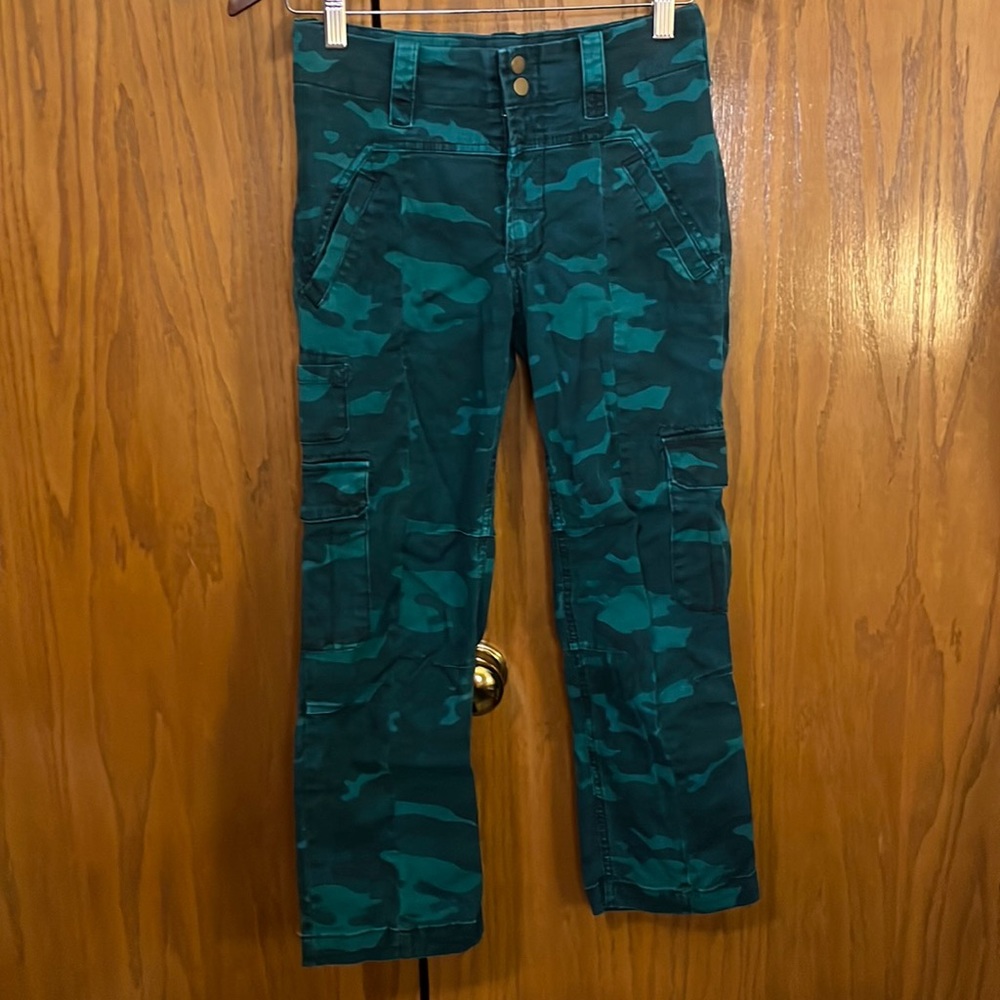 Anthropologie High Waisted Camo Cargo Pants
